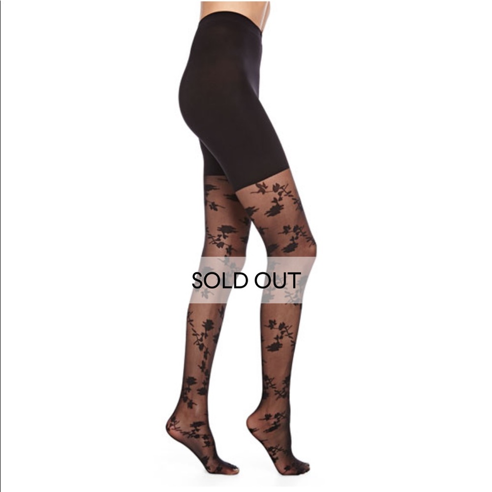 NWT Spanx Tight-End Stunning Rose Floral-Print Tights,Black.Sz A (95-125 pounds)